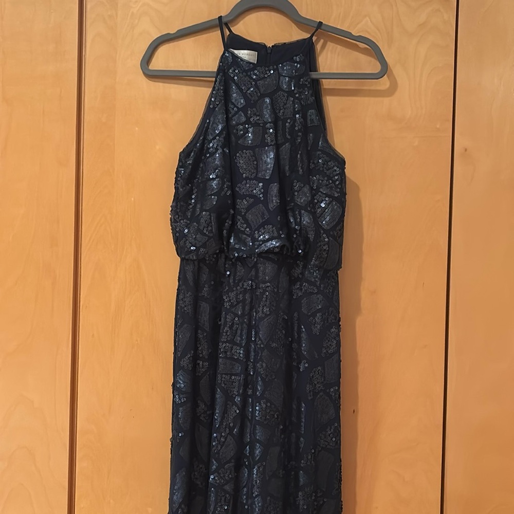 Navy sequin halter dress sz 0